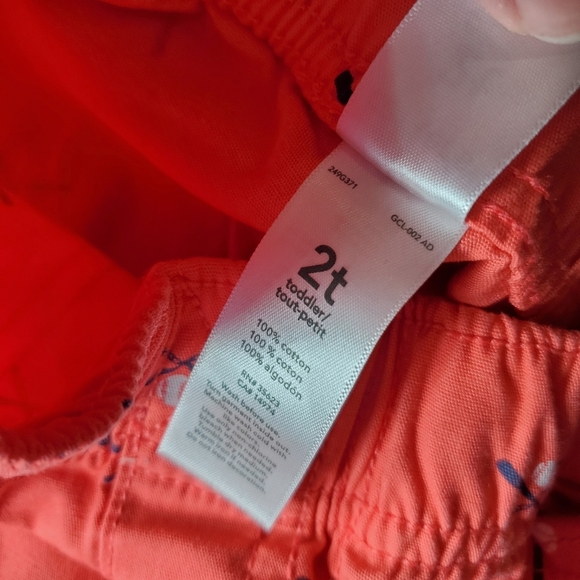 Carter's Size 2T Coral Pink Cotton Pull-On Baseball Shorts NWOT - Picture 3 of 7